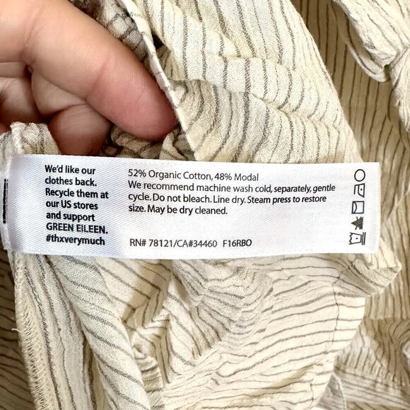 Eileen Fisher The Fisher Project Casual High Low Striped Button Down Top - Size - Picture 3 of 5